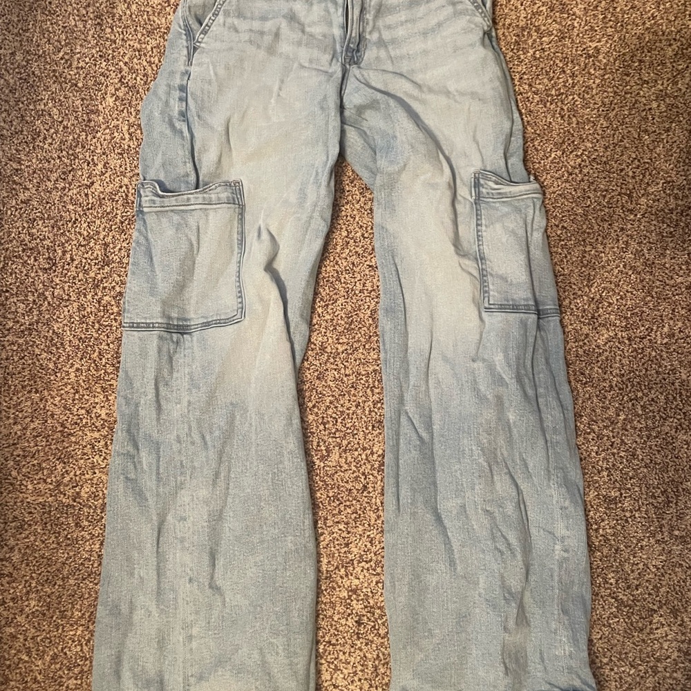 Casual Light Blue Cargo Pants